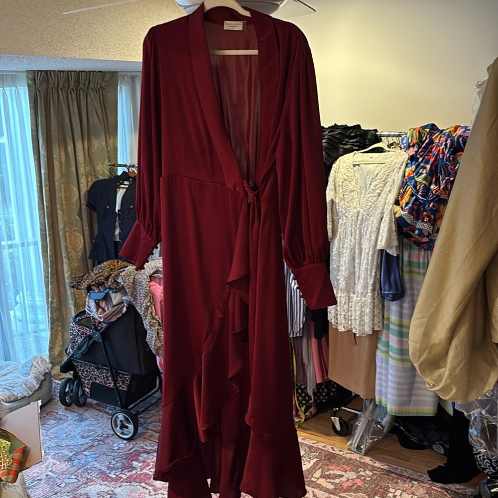 Elegant Burgundy Wrap Dress
